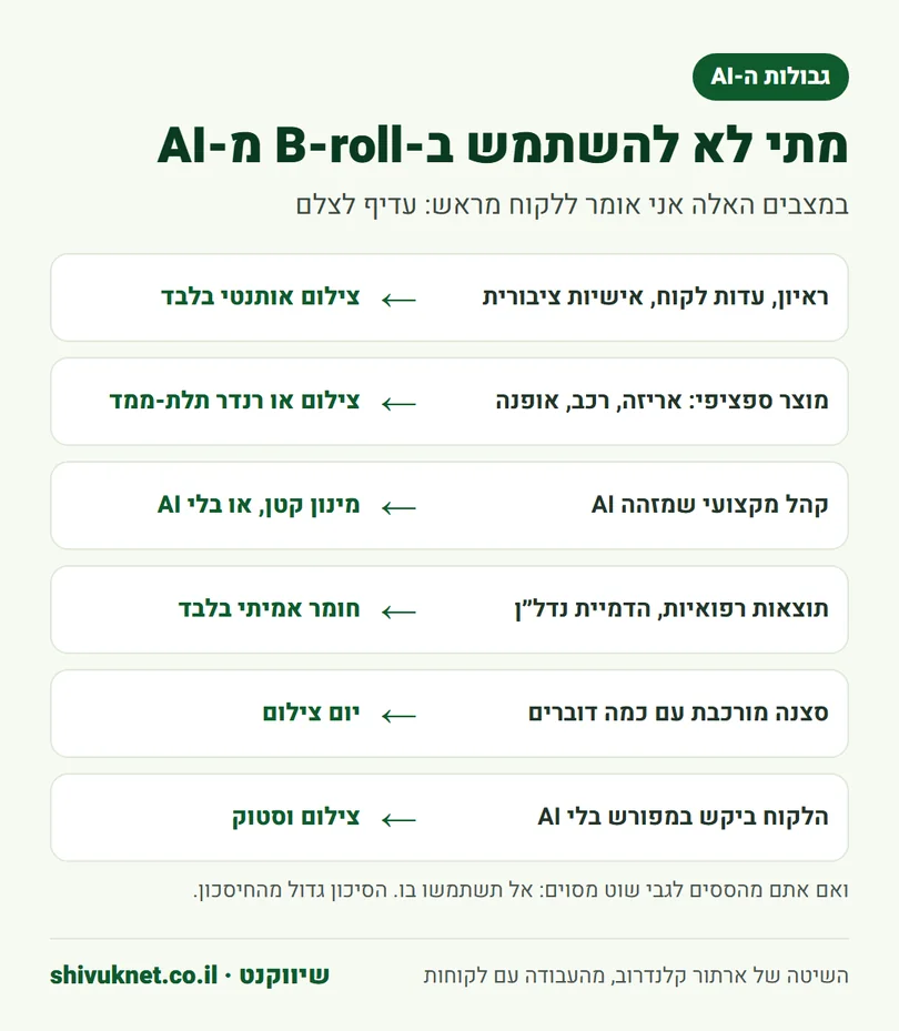 שישה מצבים שבהם עדיף לצלם במקום להשתמש ב-B-roll מ-AI