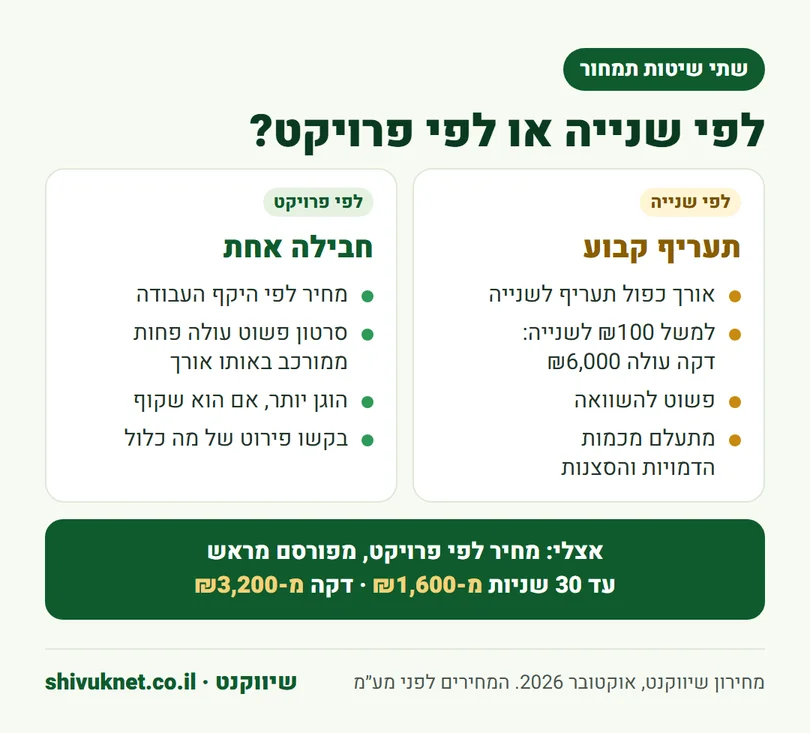 השוואה בין תמחור סרטון אנימציה לפי שנייה לבין תמחור לפי פרויקט