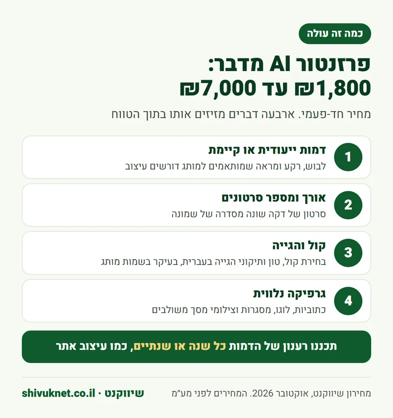 טווח המחיר של פרזנטור AI מדבר וארבעת הגורמים שמשפיעים עליו