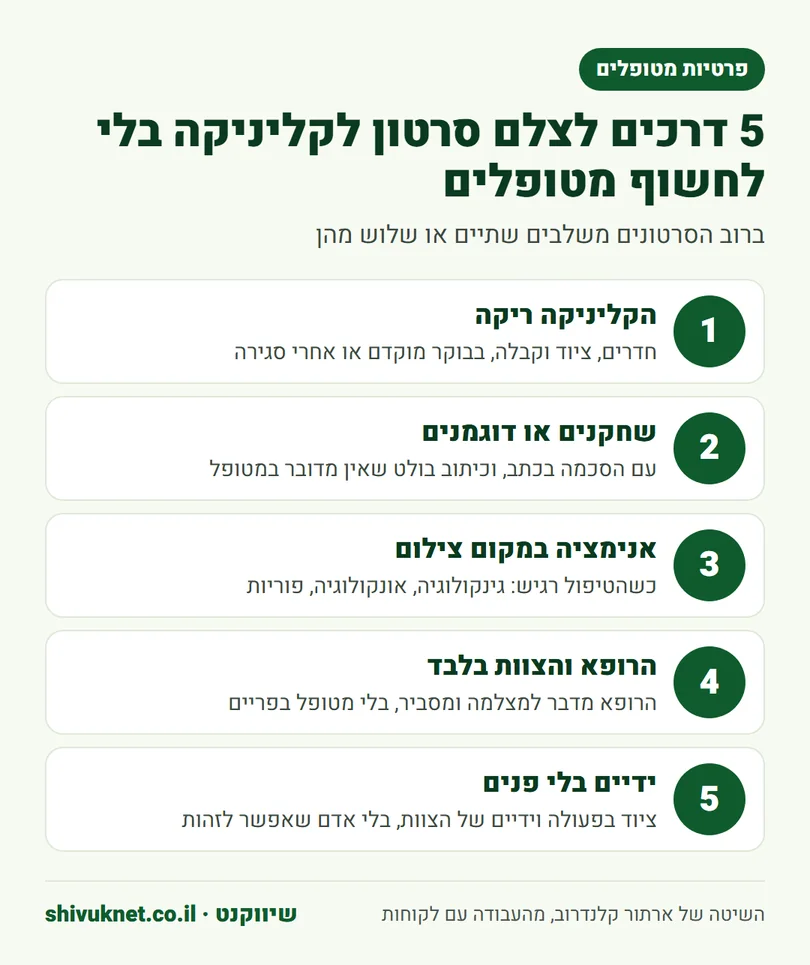 חמש דרכים לצלם סרטון לקליניקה בלי להראות מטופלים אמיתיים