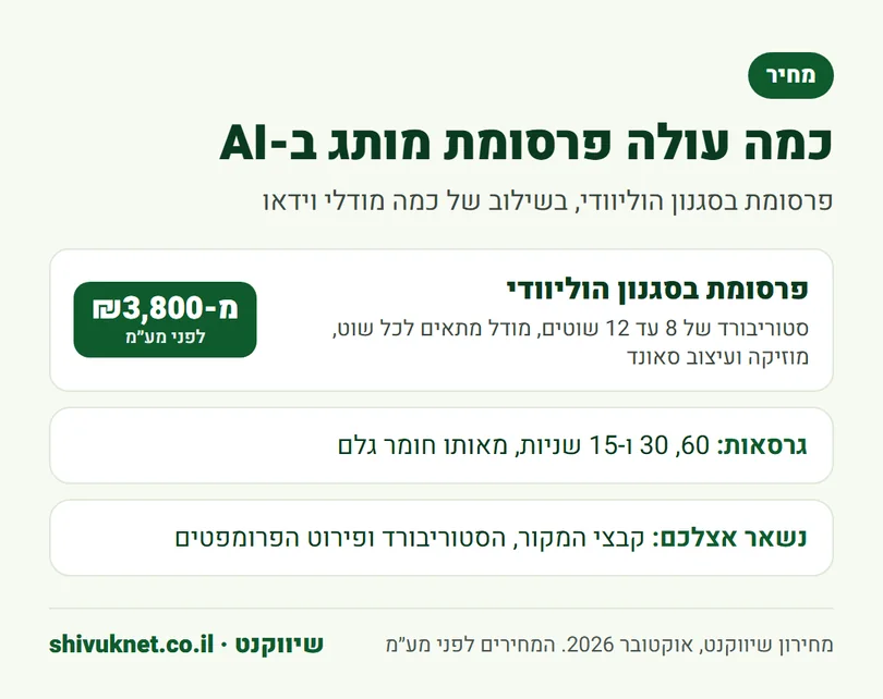 המחיר ההתחלתי של פרסומת בסגנון הוליוודי ב-AI ומה כלול בה