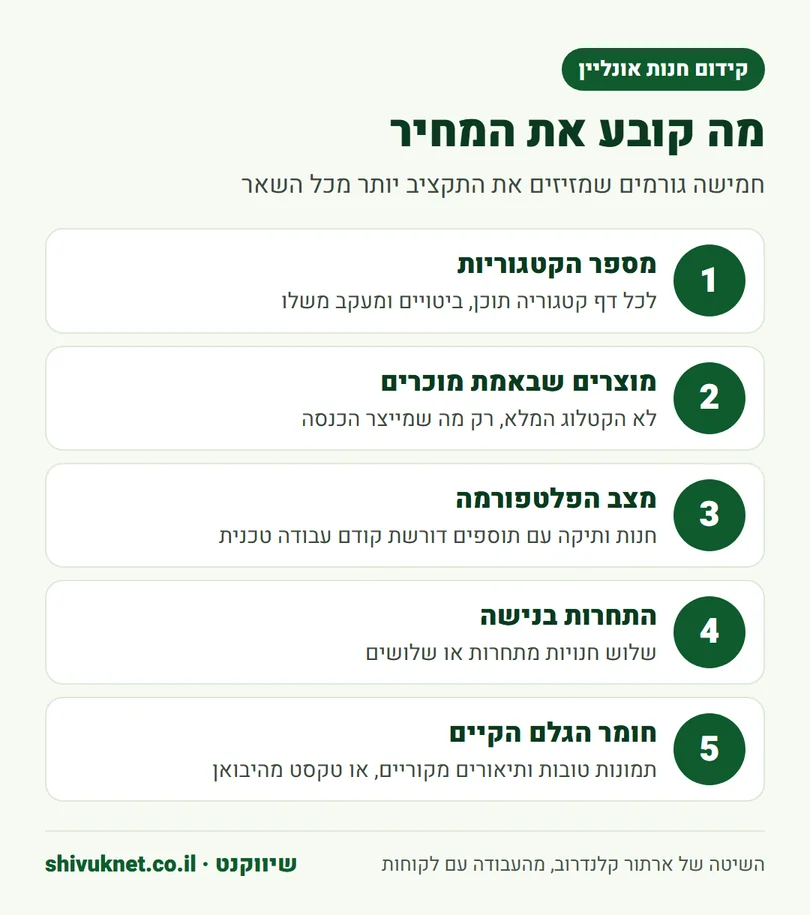חמישה גורמים שקובעים את מחיר הקידום האורגני לחנות אונליין