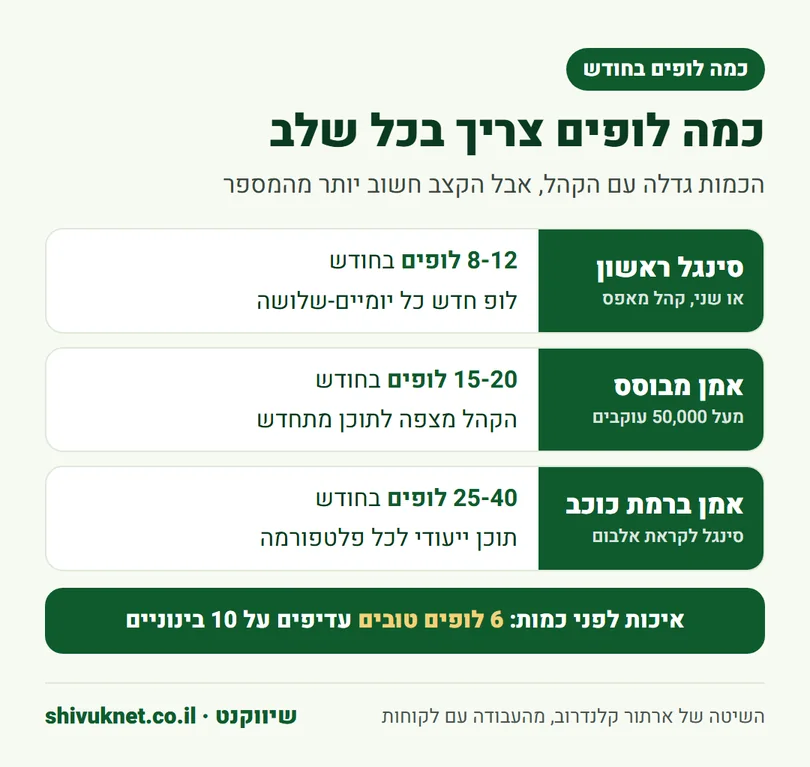 כמה לופי פרומו בחודש מתאימים לאמן מתחיל, לאמן מבוסס ולאמן ברמת כוכב