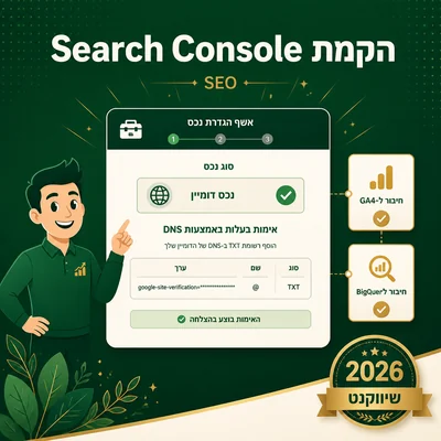 הקמת Google Search Console ואימות בעלות לאתר עסקי