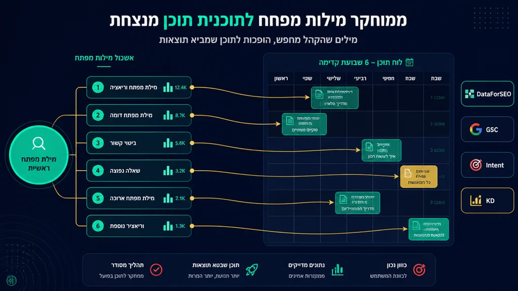 מחקר מילות מפתח לעסק - מפה היררכית של ביטויים לפי אינטנט