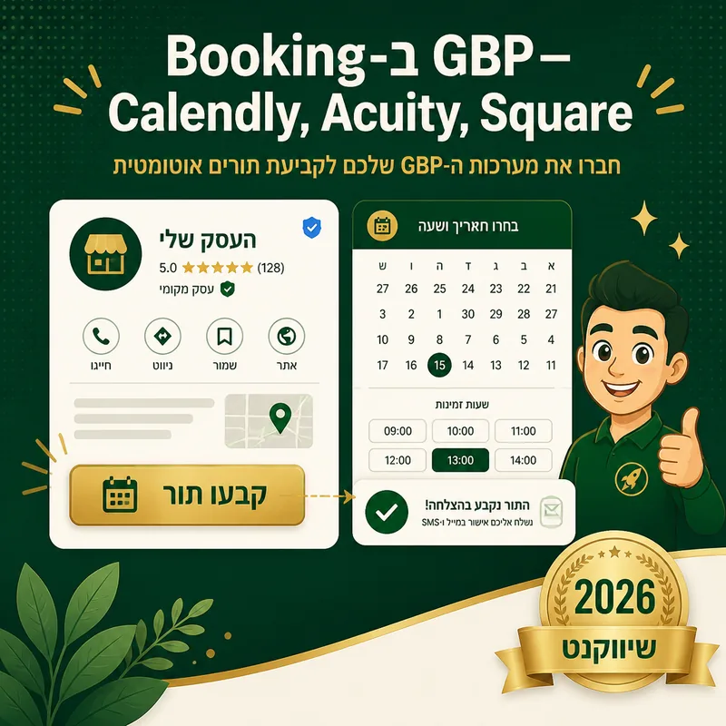 Booking ב-GBP — Calendly, Acuity, Square - שיווקנט