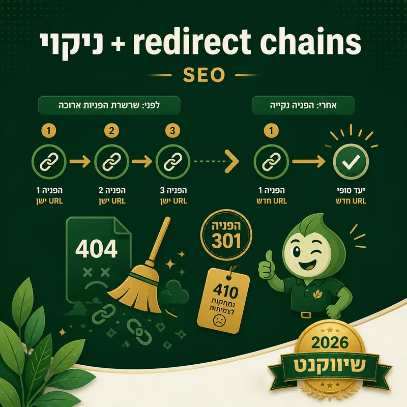 ניקוי 404 + redirect chains - שיווקנט